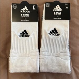 Adidas Men's White and Gray Athletic Crew Socks 2 pack